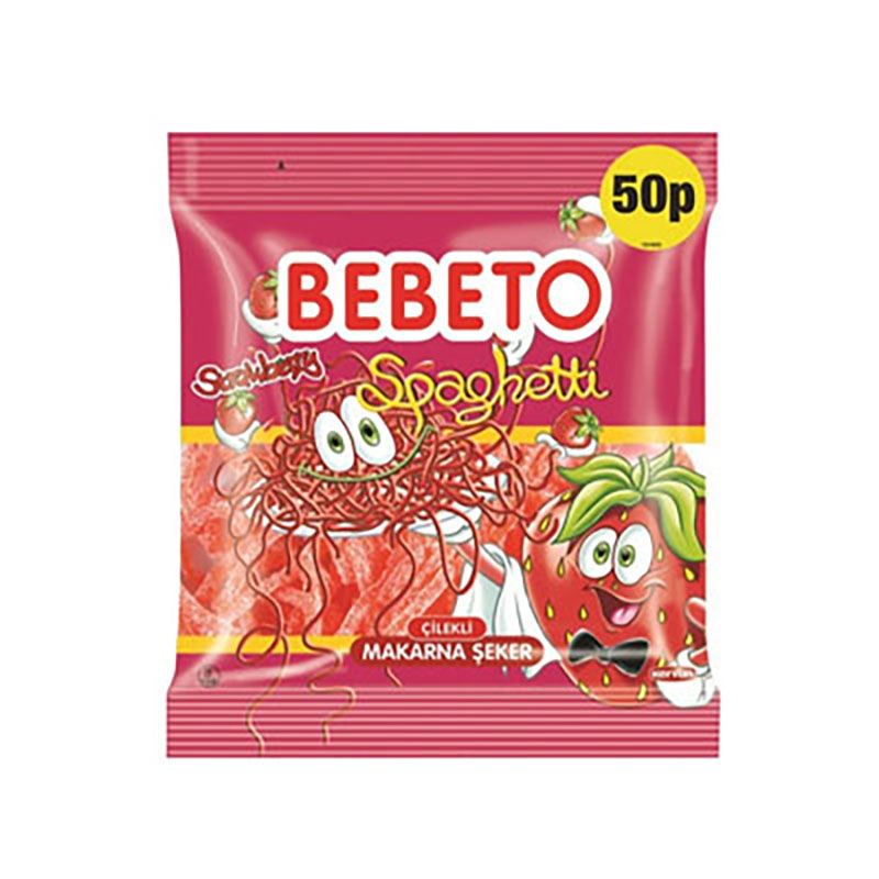 50p Bag Bebeto Fizzy Strawberry Spaghetti Elzoor