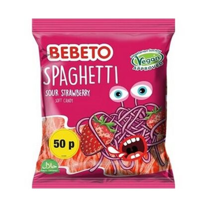 50P Bag Bebeto Fizzy Strawberry Spaghetti
