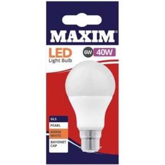 Maxim Led 6W-40W Bc Gls Pearl Warm White Bulb