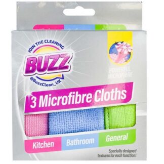 Buzz Microfibre Cloths 3Pk Colour Box