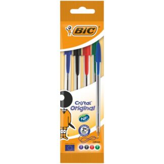 Bic Crystal Medium Pouch 4 Pens Coloured