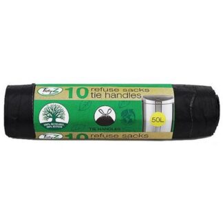 Tidyz 10 Refuse Sacks Tie Handles 50L