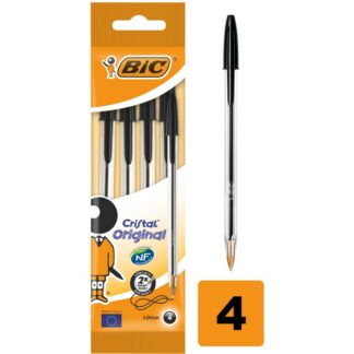Bic Crystal Medium Pouch 4 Pens Black